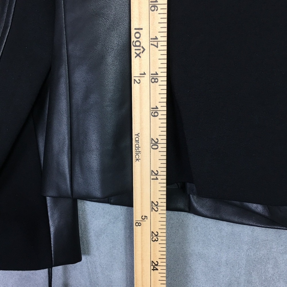 Calvin Klein Open Front Womens Faux Leather Black Jacket Business 8P/8CH/8TP New - Picture 10 of 16